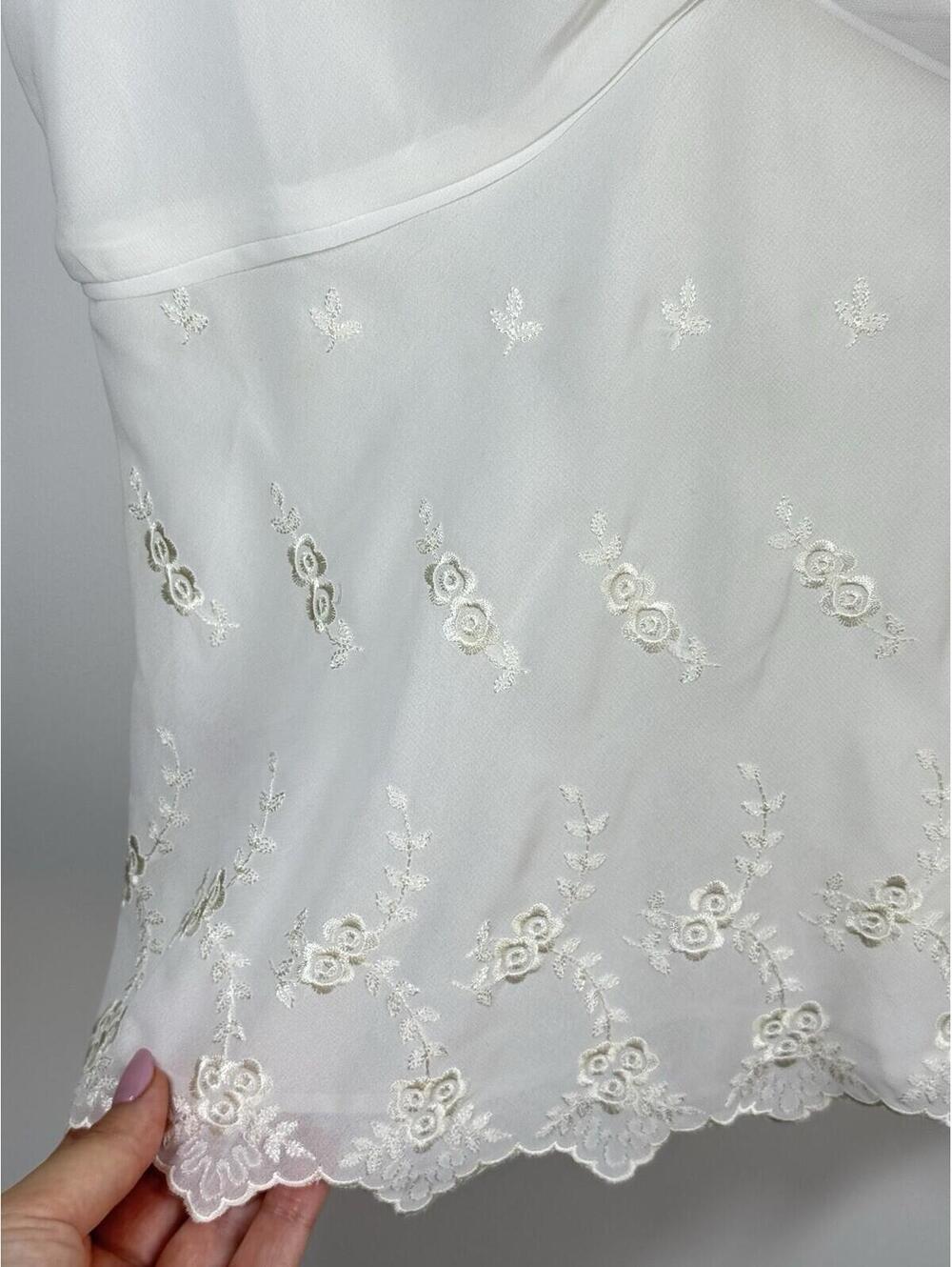 Bandolino White Embroidered Floral Tank Top Size 6 Y2K Cottagecore Side Zip - Picture 3 of 8